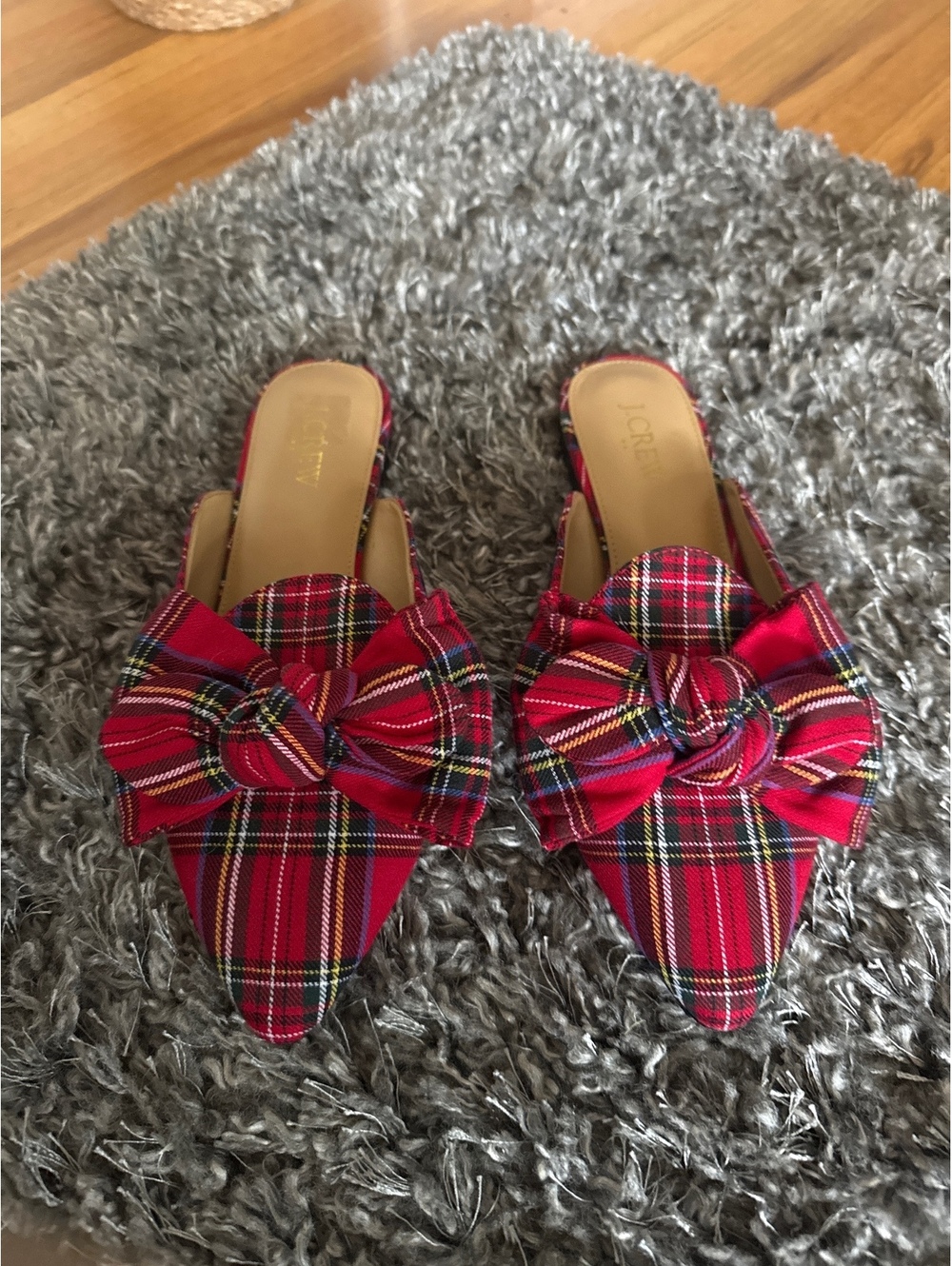 J.Crew Red Tartan Plaid Bow Flats Women’s Size 7 Holiday Shoes